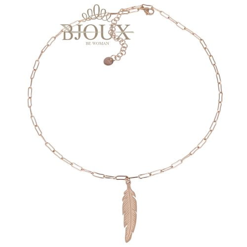 Collana in acciaio con ciondolo piuma