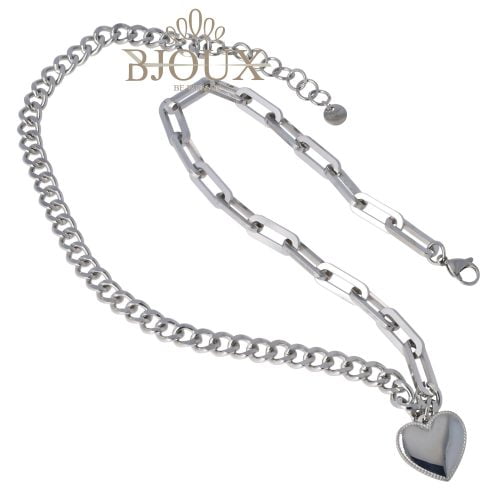 Collana in acciaio inox con cuore bombato