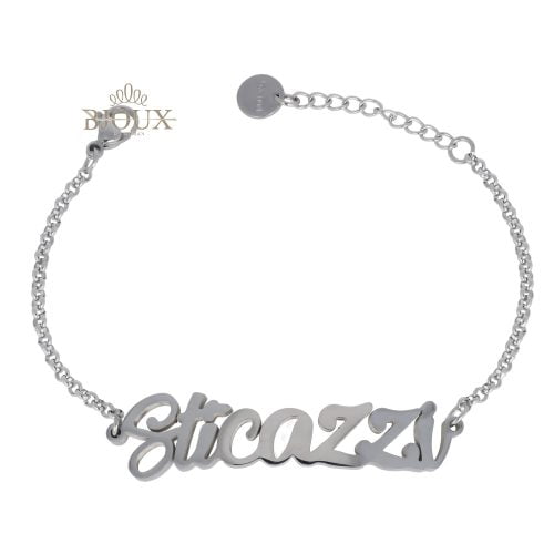 Bracciale acciaio da uomo con scritta rodio