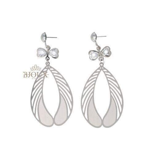 Orecchini perno con fiocco strass e pendente