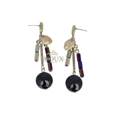 Orecchini pendenti in ottone anticato e pietre