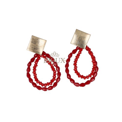 Orecchini perno a rombo con cristalli red