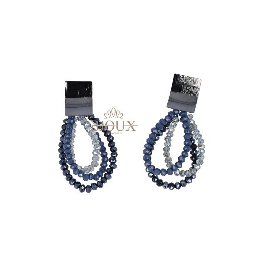 Orecchini a perno con cristalli silver e blue