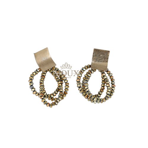 Orecchini a perno con cristallini in vetro gold