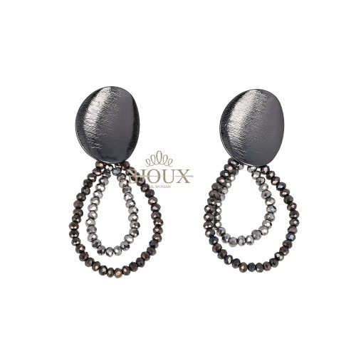 Orecchini a perno con cristalli silver and grey