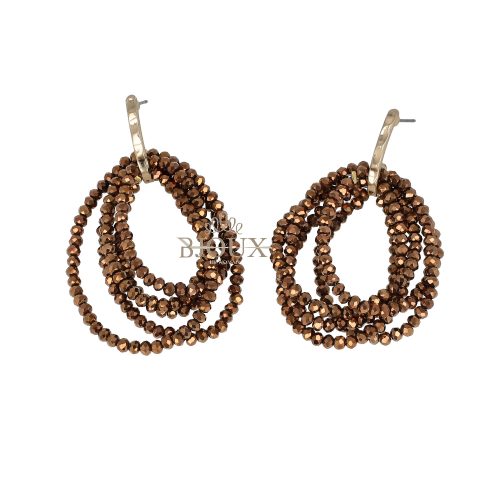 Orecchini perno in ottone gold con cristalli ambra