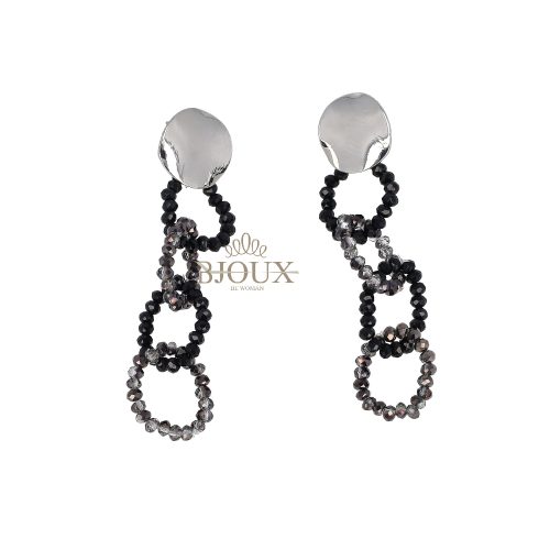 Orecchini con pendente catena di cristalli in vetro