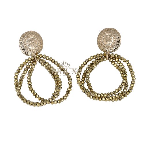 Orecchini perno gold lavorato e cristalli