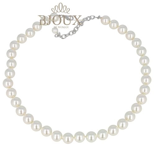 Collana Perle 12mm 18" vetro bianco