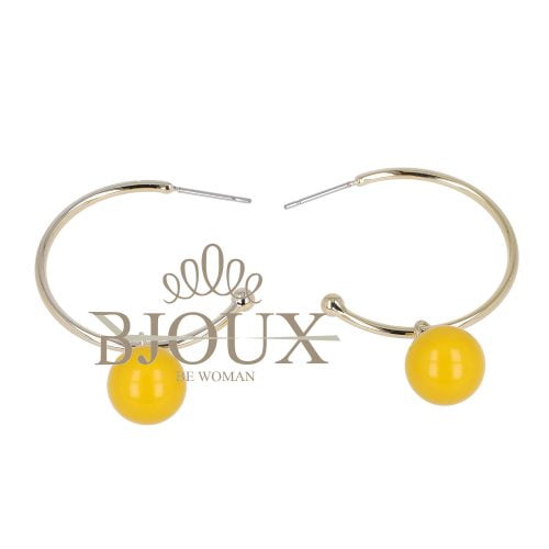 Orecchini cerchietto in metallo con perla gialla 12MM