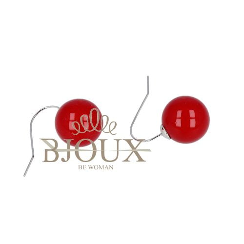 Orecchino ad amo e perla rossa 14MM