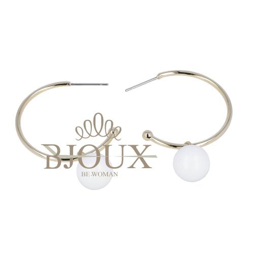 Orecchini cerchietto in metallo con perla bianca 12MM