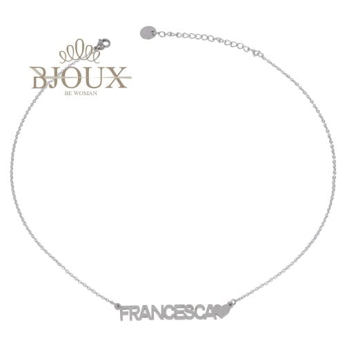 Collana in acciaio con nome lettera F