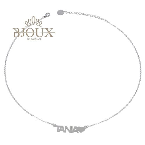 Collana in acciaio con nome lettera T