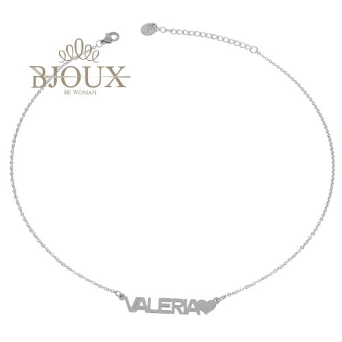 Collana in acciaio con nome lettera V