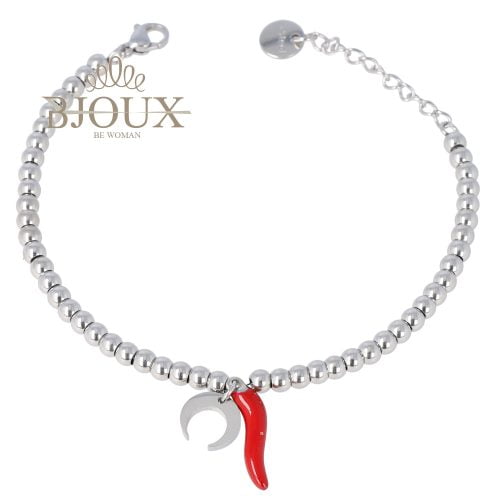 Bracciale in acciaio a pallino con luna