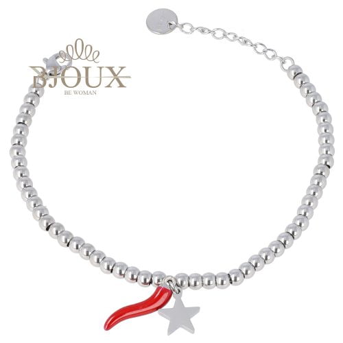 Bracciale in acciaio a pallino con stella