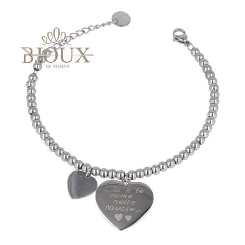 Bracciale in acciaio con charms Io e Te