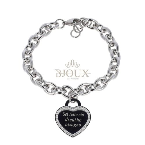 Bracciale acciaio con frase Sei tutto ciò di cui ho bisogno