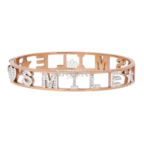 Bracciale bangle acciaio oro rosa : Smile
