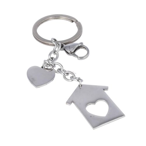 Portachiavi in acciaio con charms home