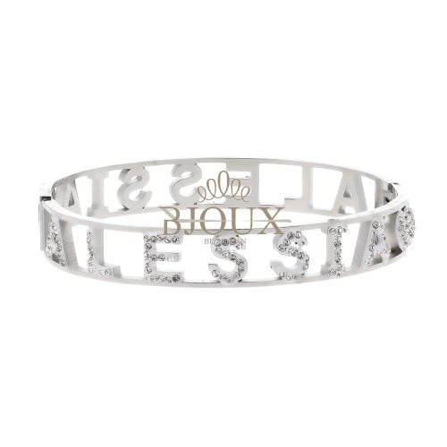 Bracciale bangle acciaio con nome lettera A