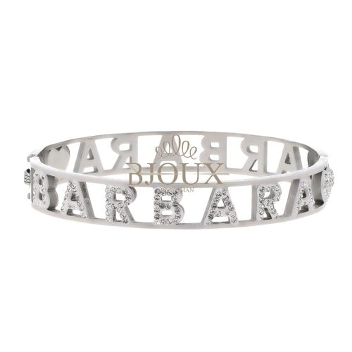 Bracciale bangle acciaio con nome lettera B