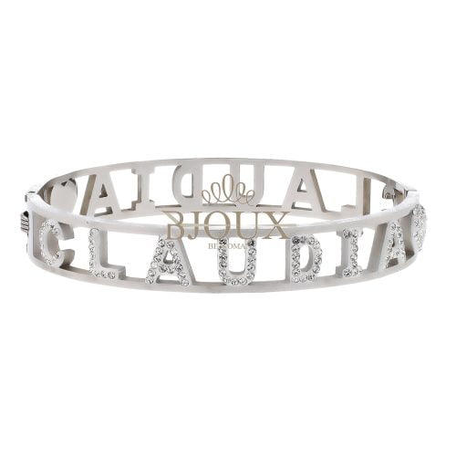 Bracciale bangle acciaio con nome lettera C