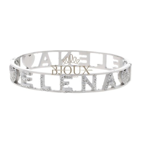 Bracciale bangle acciaio con nome lettera E