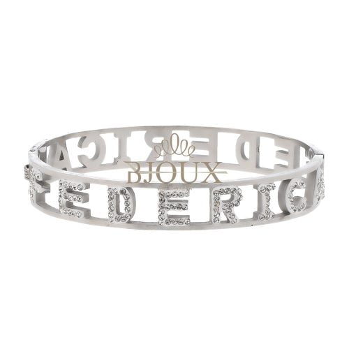 Bracciale bangle acciaio con nome lettera F