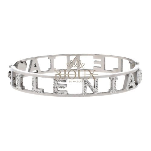 Bracciale bangle acciaio con nome lettera I