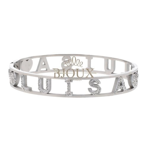 Bracciale bangle acciaio con nome lettera L