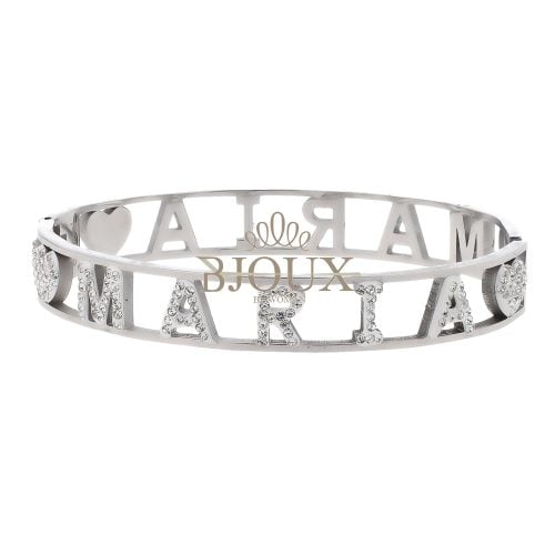 Bracciale bangle acciaio con nome lettera M