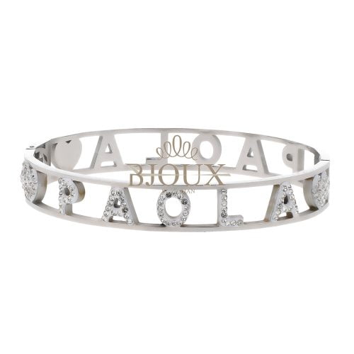 Bracciale bangle acciaio con nome lettera P