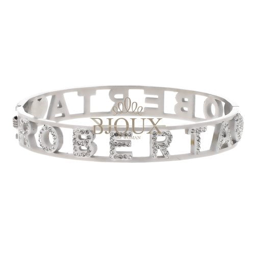 Bracciale bangle acciaio con nome lettera R
