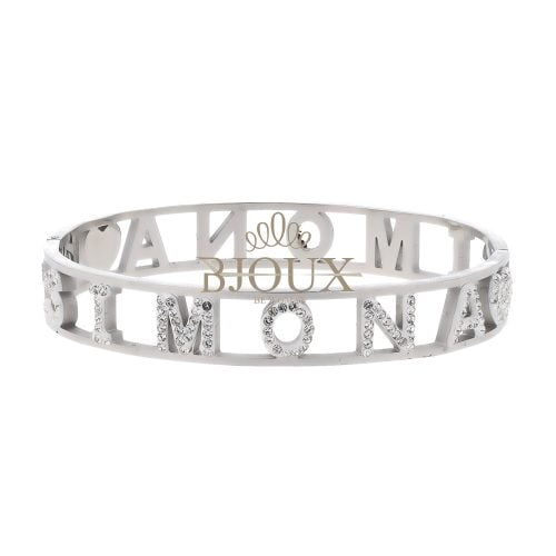 Bracciale bangle acciaio con nome lettera S