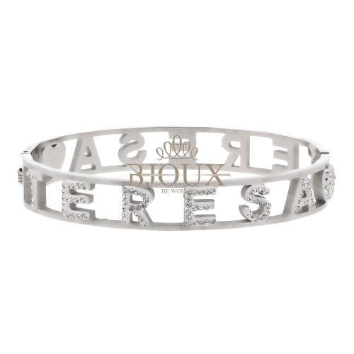 Bracciale bangle acciaio con nome lettera T