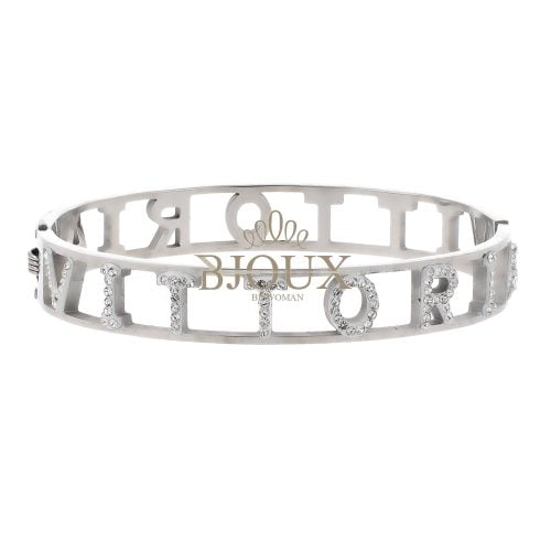 Bracciale bangle acciaio con nome lettera V