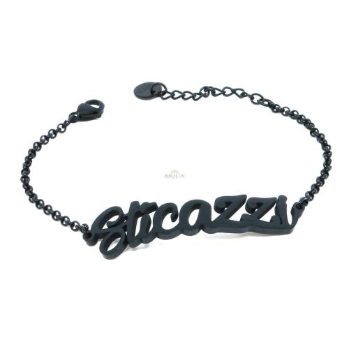 Bracciale acciaio da uomo con scritta black