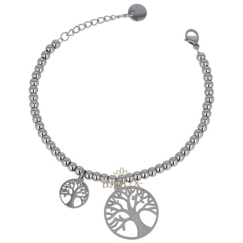 Bracciale acciaio a pallini con albero della vita