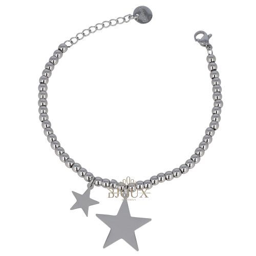 Bracciale acciaio a pallini con stelle