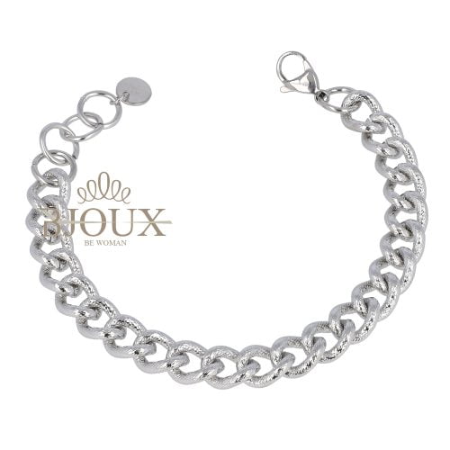 Bracciale acciaio catena rodio