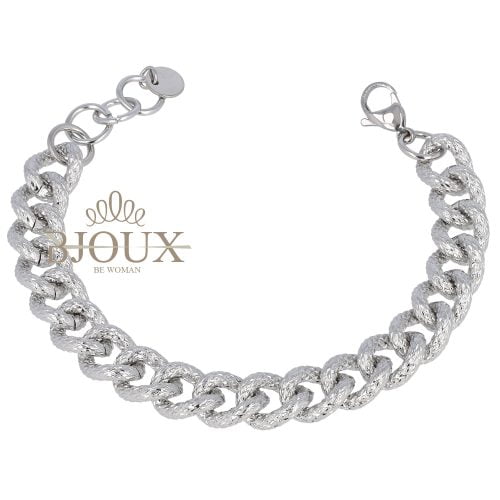 Bracciale catena acciaio rodiato