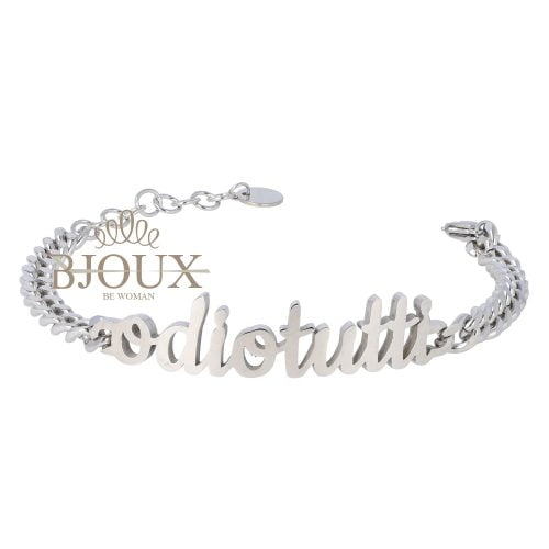 Bracciale in acciaio rodio con scritta