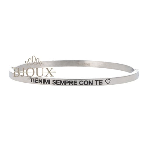 Bracciale rodio con frase :"Tienimi sempre con te"