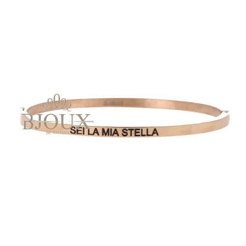 Bracciale manetta rosè con frase "sei la mia stella"