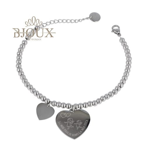 Bracciale acciaio con frase: mio figlio è la mia vita