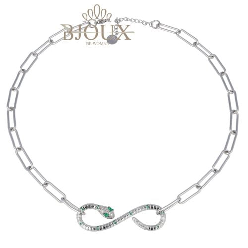 Collana in acciaio cobra con zirconi rodio