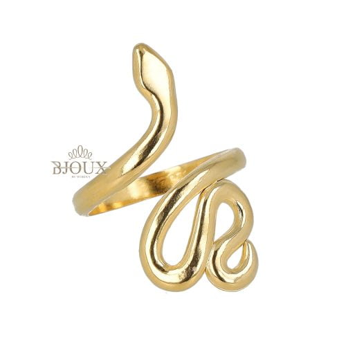 Anello cobra in acciaio dorato