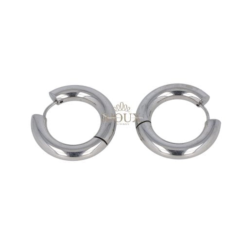 Orecchini cerchio rodio tubolare pieno in acciaio 16mm